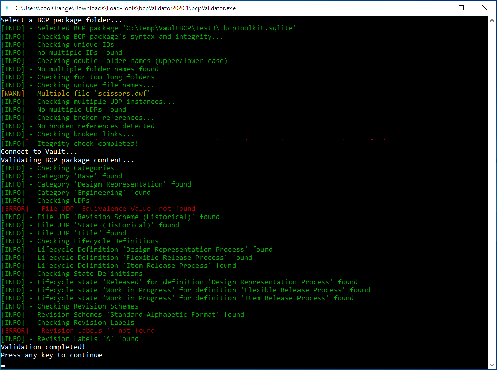 powerload prevents import of wrong error data into vault