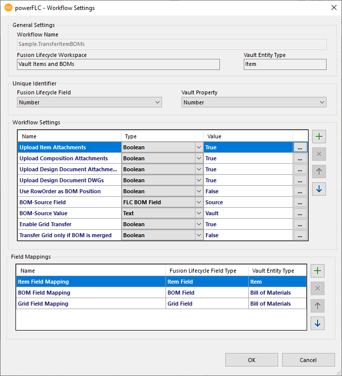 powerPLM offers configurable settings for Vault-FLC connection, workspace, and property mapping, facilitating personalized workflows.